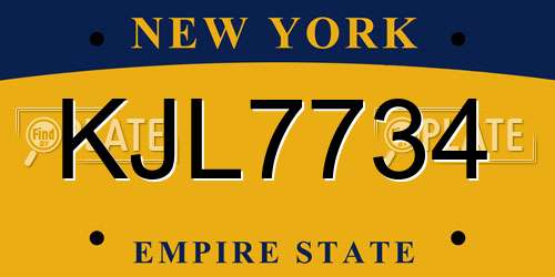 KJL7734 New York License Plate