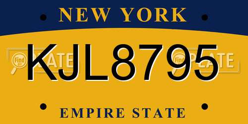 KJL8795 New York License Plate