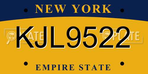 KJL9522 New York License Plate