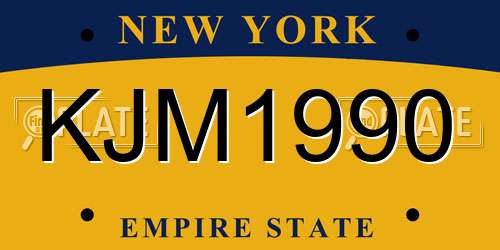 KJM1990 New York License Plate