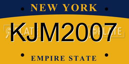 KJM2007 New York License Plate