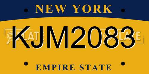 KJM2083 New York License Plate