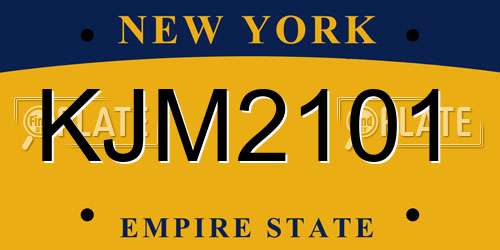 KJM2101 New York License Plate