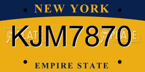 KJM7870 New York License Plate