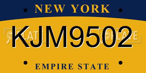 KJM9502 New York License Plate
