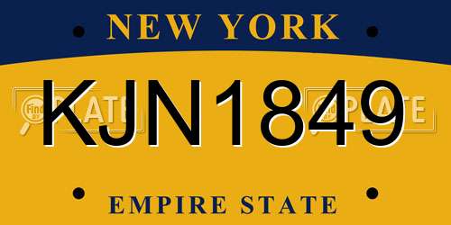 KJN1849 New York License Plate
