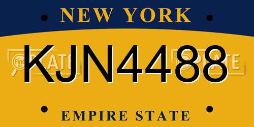 KJN4488 New York License Plate