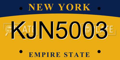 KJN5003 New York License Plate