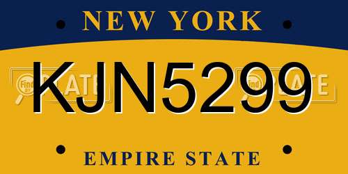 KJN5299 New York License Plate