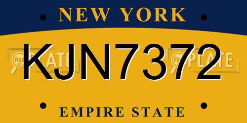KJN7372 New York License Plate