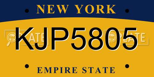 KJP5805 New York License Plate