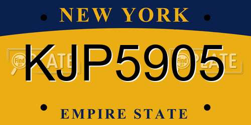 KJP5905 New York License Plate