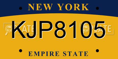 KJP8105 New York License Plate