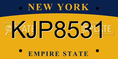 KJP8531 New York License Plate