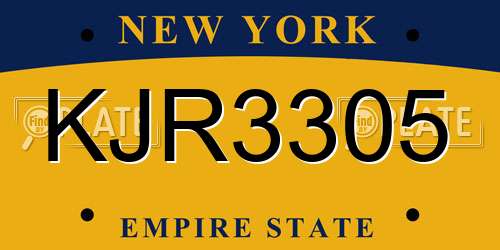 KJR3305 New York License Plate