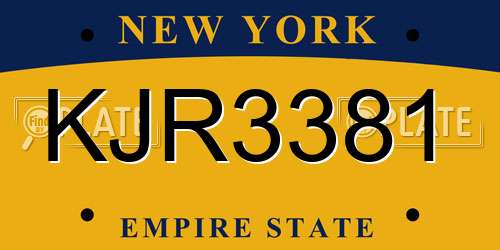 KJR3381 New York License Plate