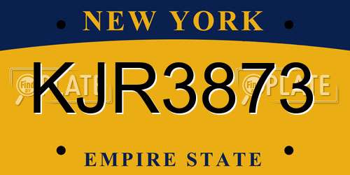 KJR3873 New York License Plate