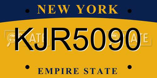 KJR5090 New York License Plate