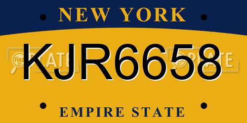 KJR6658 New York License Plate