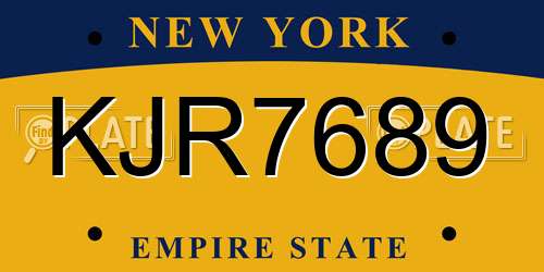 KJR7689 New York License Plate