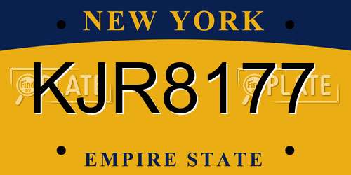 KJR8177 New York License Plate