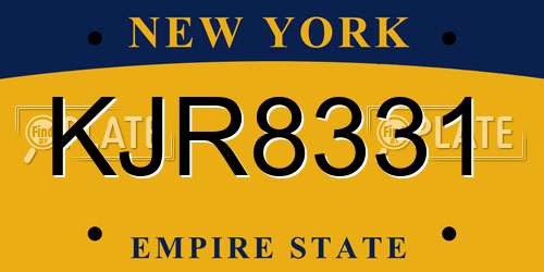 KJR8331 New York License Plate