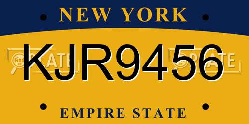 KJR9456 New York License Plate
