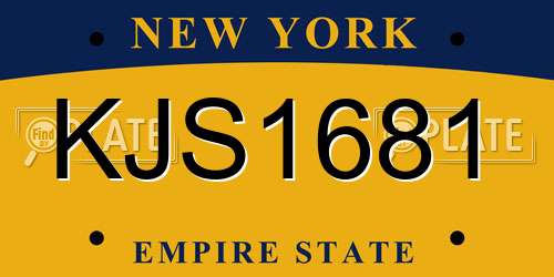 KJS1681 New York License Plate