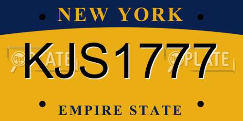 KJS1777 New York License Plate