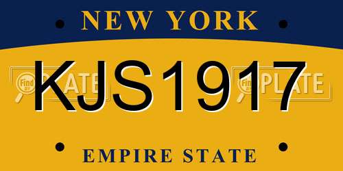 KJS1917 New York License Plate
