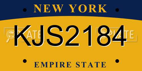KJS2184 New York License Plate