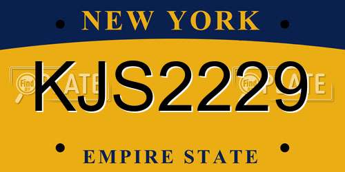 KJS2229 New York License Plate