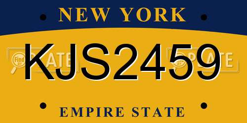 KJS2459 New York License Plate