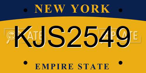 KJS2549 New York License Plate