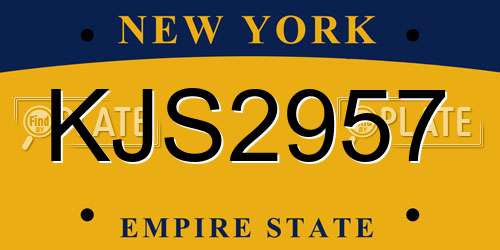 KJS2957 New York License Plate