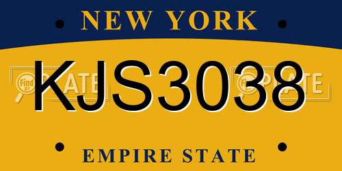 KJS3038 New York License Plate