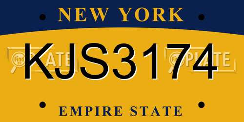 KJS3174 New York License Plate