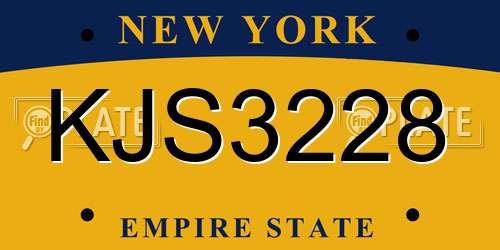 KJS3228 New York License Plate