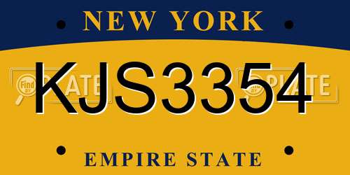 KJS3354 New York License Plate