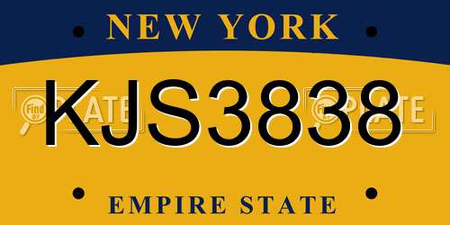 KJS3838 New York License Plate