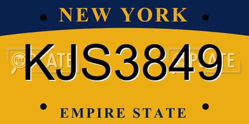 KJS3849 New York License Plate