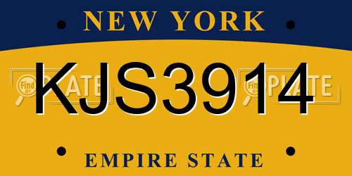 KJS3914 New York License Plate