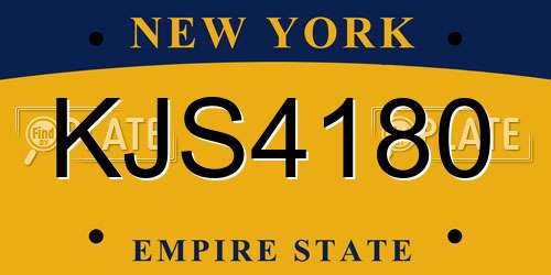 KJS4180 New York License Plate