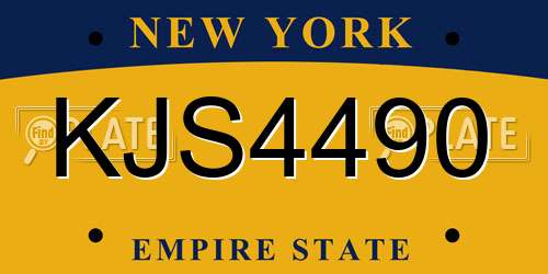KJS4490 New York License Plate
