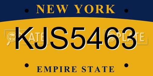 KJS5463 New York License Plate