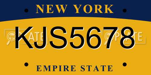 KJS5678 New York License Plate