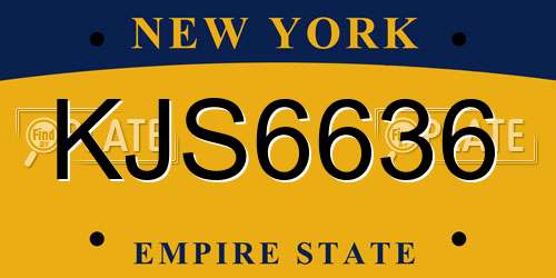 KJS6636 New York License Plate