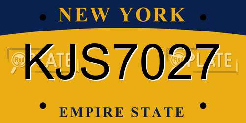 KJS7027 New York License Plate
