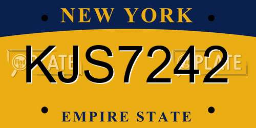 KJS7242 New York License Plate
