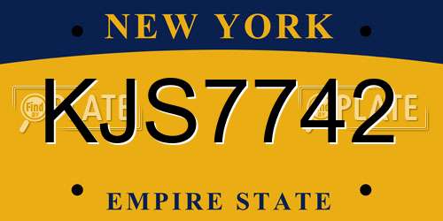 KJS7742 New York License Plate